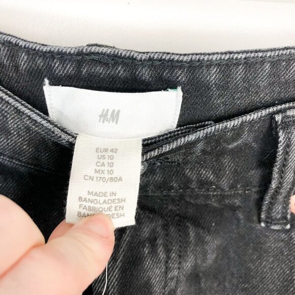 NWT H&M Black High Rise Denim Shorts 10 - Picture 6 of 11